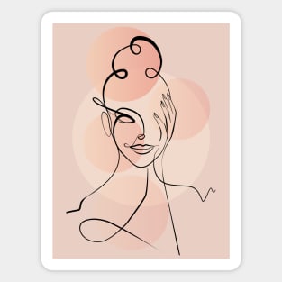 Single Line Face Art, Woman Face One Line Drawing Magnet